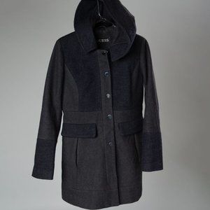 Guess Melton Wool Coat With Hood
